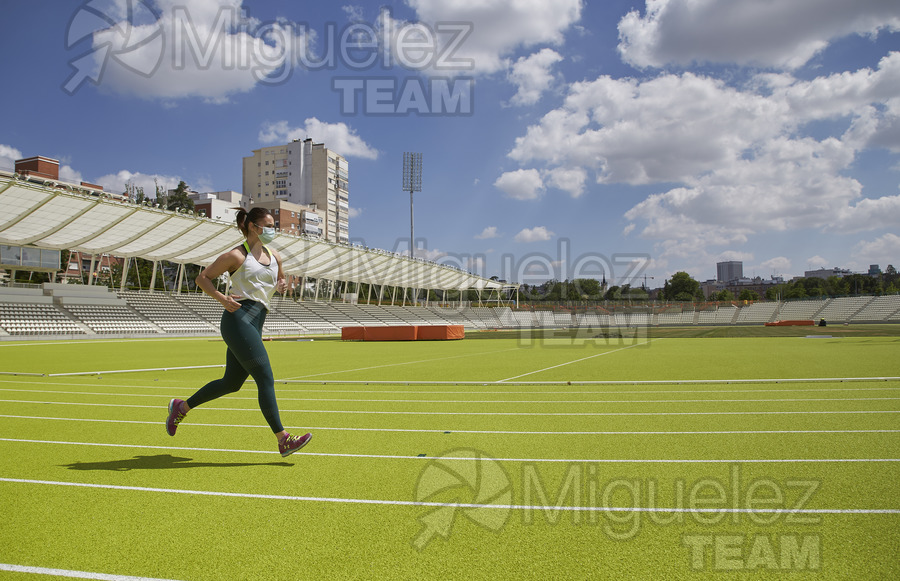 ATLETISMO: Covid19.  Reportaje Gráfico en las pistas del estadio de Vallehermoso (Madrid) 2020.