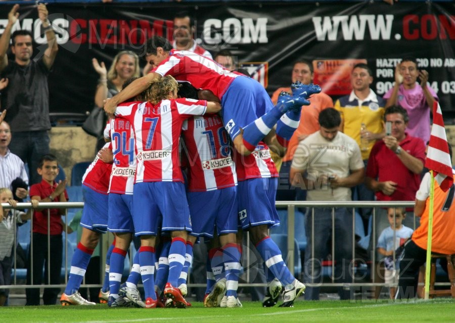 Partido de La Liga, Primera División, entre Atletico de Madrid - Real Racing (Madrid) 2007.