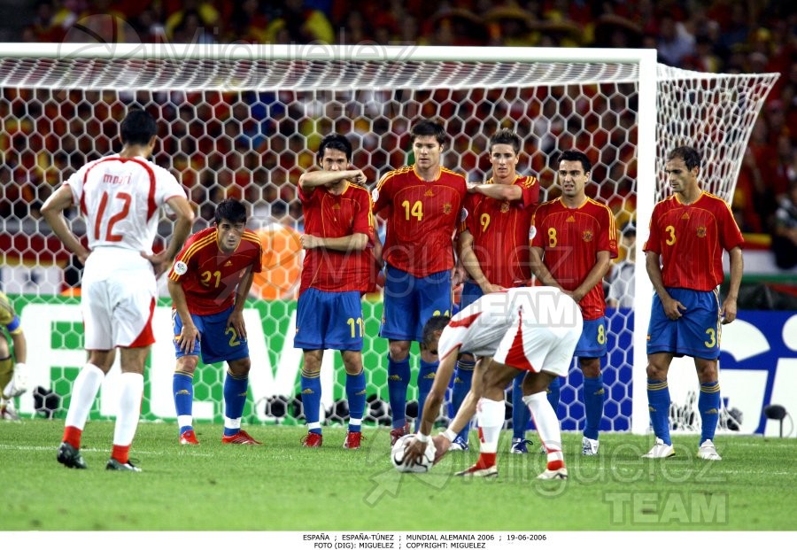 Partido de Copa del Mundo entre España - Túnez en Stuttgart (Alemania) 2006.