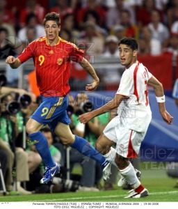 Partido de Copa del Mundo entre España - Túnez en Stuttgart (Alemania) 2006.
