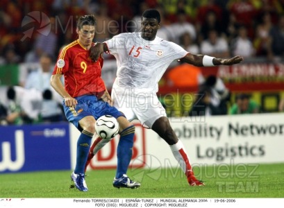 Partido de Copa del Mundo entre España - Túnez en Stuttgart (Alemania) 2006.