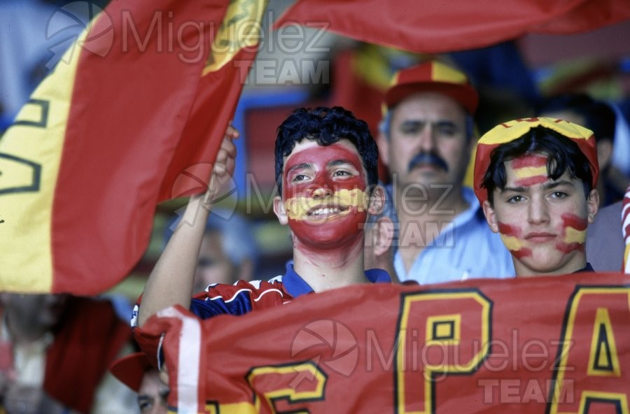 Partido 1ª Fase de la EUROCOPA-1996 entre BULGARIA-ESPAÑA en el estadio ELLAN ROAD DE LEEDS (INGLATERRRA). 1996