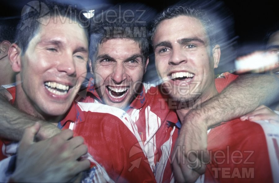 Último partido de Liga 1ª División entre ATLÉTICO DE MADRID-ALBACETE y celebración de la victoria (Madrid) 1996