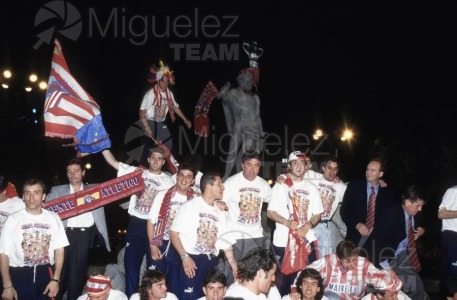 Último partido de Liga 1ª División entre ATLÉTICO DE MADRID-ALBACETE y celebración de la victoria (Madrid) 1996
