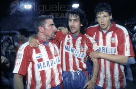 Último partido de Liga 1ª División entre ATLÉTICO DE MADRID-ALBACETE y celebración de la victoria (Madrid) 1996