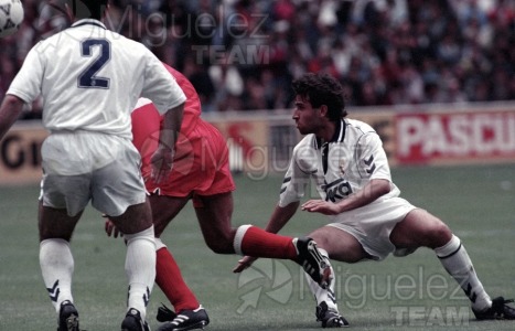 Partido de Liga 1ª División entre el REAL MADRID-SEVILLA en el Campo del Madrid. 1993