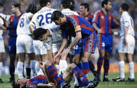 Partido de Liga 1ª División entre BARCELONA-REAL MADRID en el estadio Camp Nou de Barcelona. 1997 