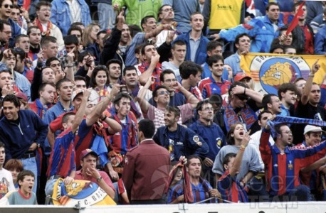 Partido de Liga 1ª División entre BARCELONA-REAL MADRID en el estadio Camp Nou de Barcelona. 1997