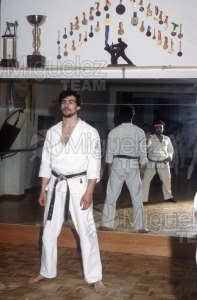 Reportaje gráfico al karateca Oscar Zazo (Madrid) 1986.