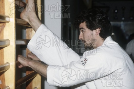 Reportaje gráfico al karateca Oscar Zazo (Madrid) 1986.