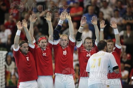JUEGOS OLIMPICOS LONDRES 2012; celebrados del 27-07-2012 al 12-08-2012. 
 BALONMANO:  Pabellón Copper Box, 31-07-2012.  Partido de eliminatorias entre Dinamarca - España; resultado 24-23. 