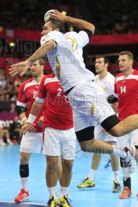 JUEGOS OLIMPICOS LONDRES 2012; celebrados del 27-07-2012 al 12-08-2012. 
 BALONMANO:  Pabellón Copper Box, 31-07-2012.  Partido de eliminatorias entre Dinamarca - España; resultado 24-23. 