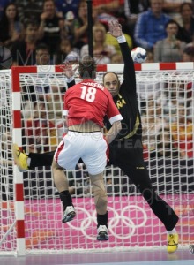 JUEGOS OLIMPICOS LONDRES 2012; celebrados del 27-07-2012 al 12-08-2012. 
 BALONMANO:  Pabellón Copper Box, 31-07-2012.  Partido de eliminatorias entre Dinamarca - España; resultado 24-23. 