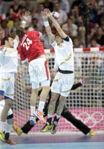 JUEGOS OLIMPICOS LONDRES 2012; celebrados del 27-07-2012 al 12-08-2012. 
 BALONMANO:  Pabellón Copper Box, 31-07-2012.  Partido de eliminatorias entre Dinamarca - España; resultado 24-23. 