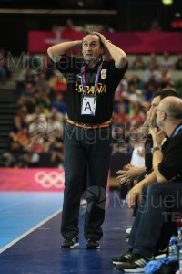 JUEGOS OLIMPICOS LONDRES 2012; celebrados del 27-07-2012 al 12-08-2012. 
 BALONMANO:  Pabellón Copper Box, 31-07-2012.  Partido de eliminatorias entre Dinamarca - España; resultado 24-23. 