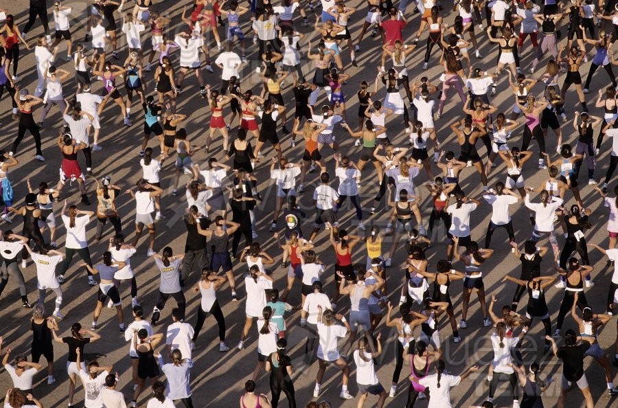 Maratón Popular de aeróbic en el polideportivo Municipal de La Elipa (Madrid). 1996