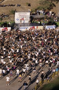 Maratón Popular de aeróbic en el polideportivo Municipal de La Elipa (Madrid). 1996