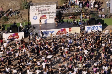 Maratón Popular de aeróbic en el polideportivo Municipal de La Elipa (Madrid). 1996